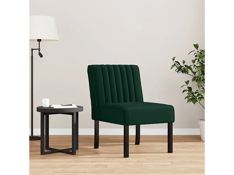Fauteuil sans accoudoirs vert foncé velours