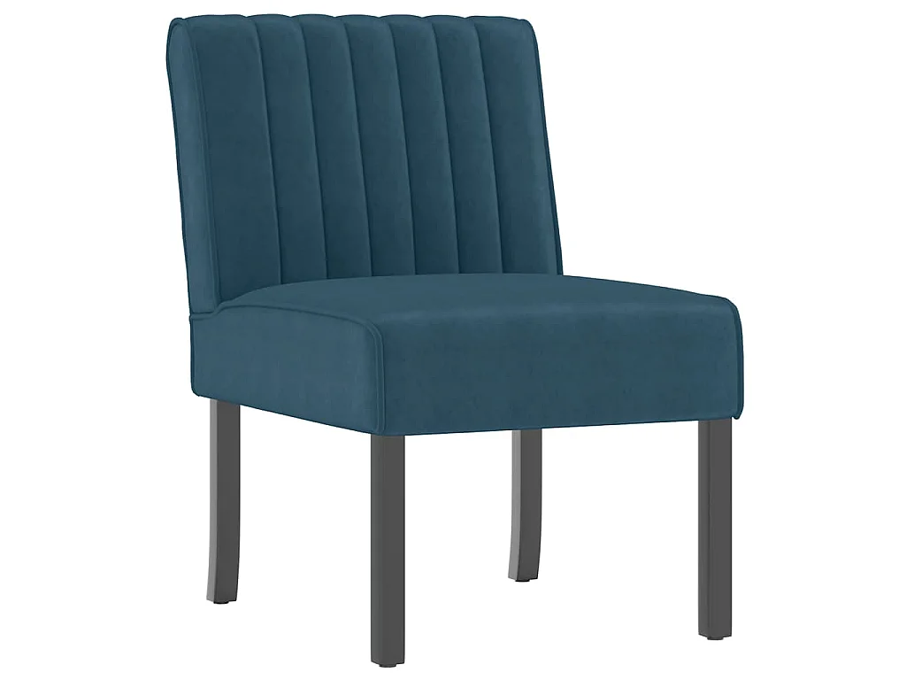 Fauteuil sans accoudoirs bleu velours