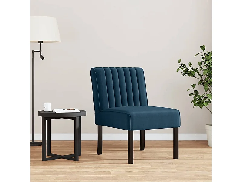 Fauteuil sans accoudoirs bleu velours