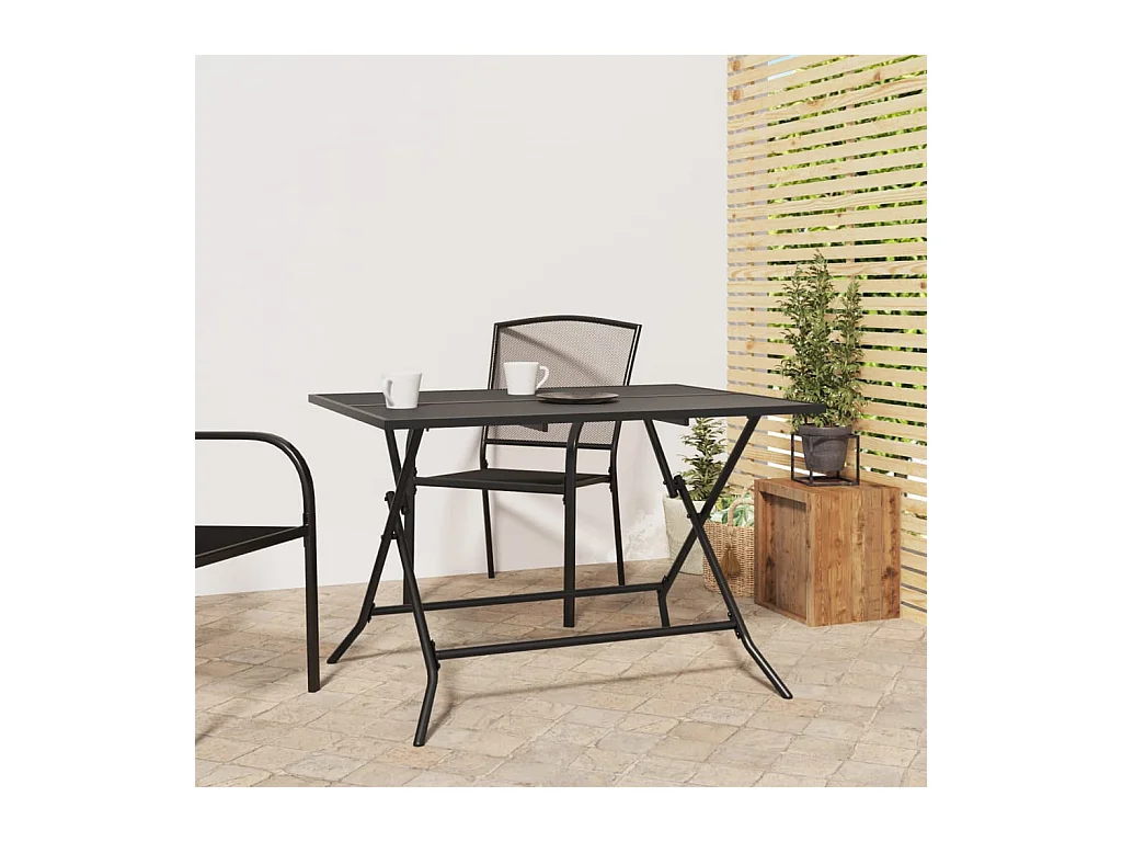 Tavolo da Giardino Pieghevole Antracite 110x80x72 Rete Acciaio