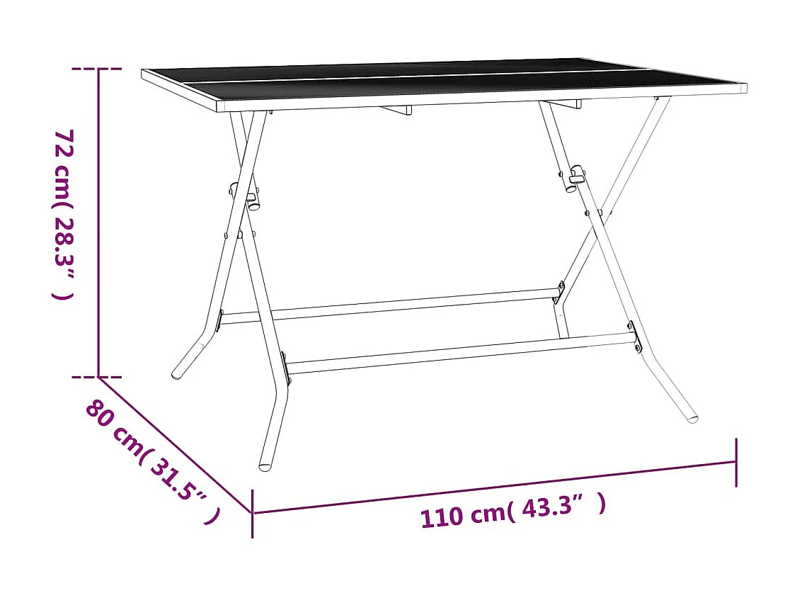 Tuintafel inklapbaar 110x80x72 cm staalgaas antracietkleurig