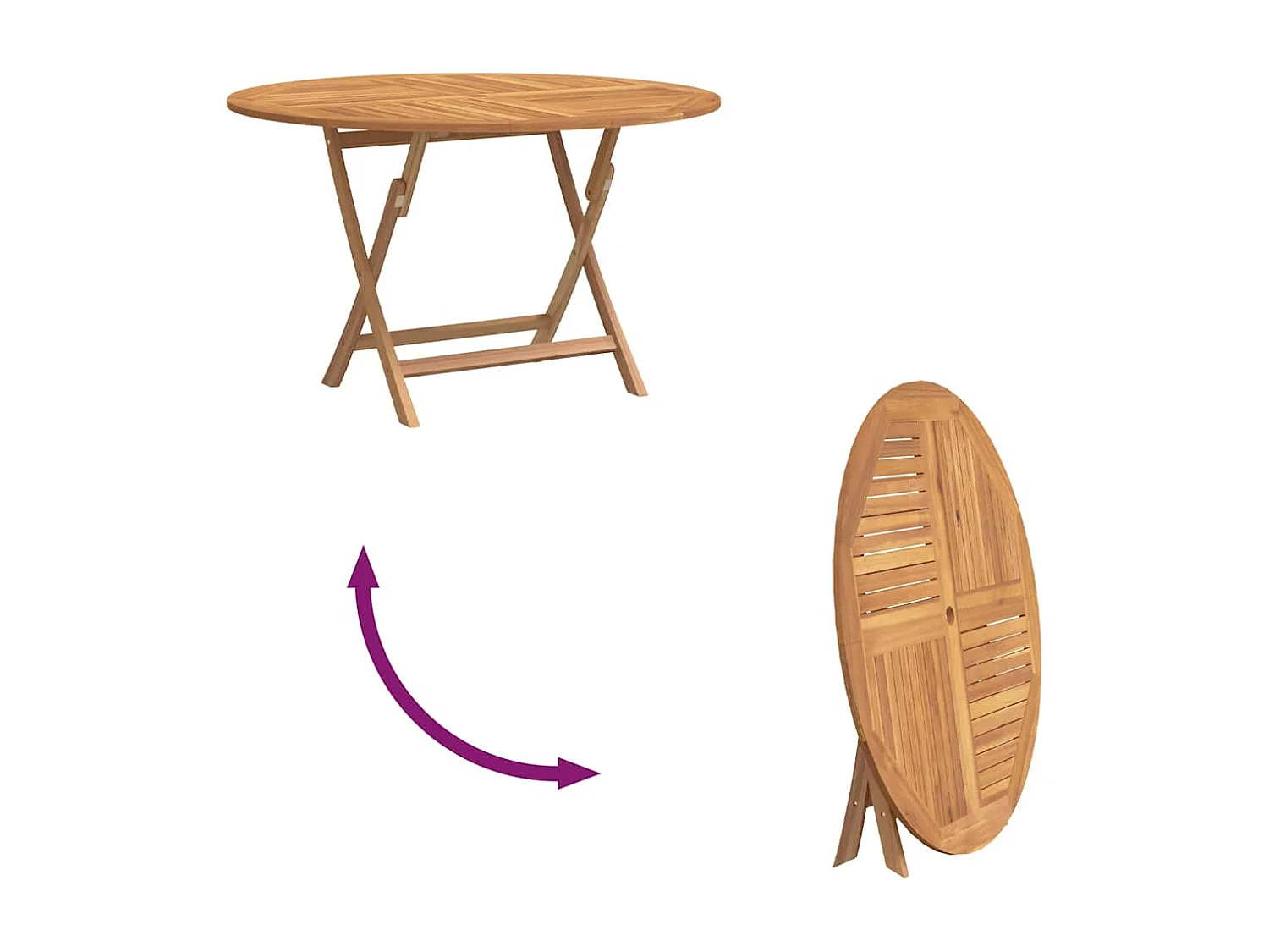 Tuintafel inklapbaar Ø 110x75 cm massief teakhout