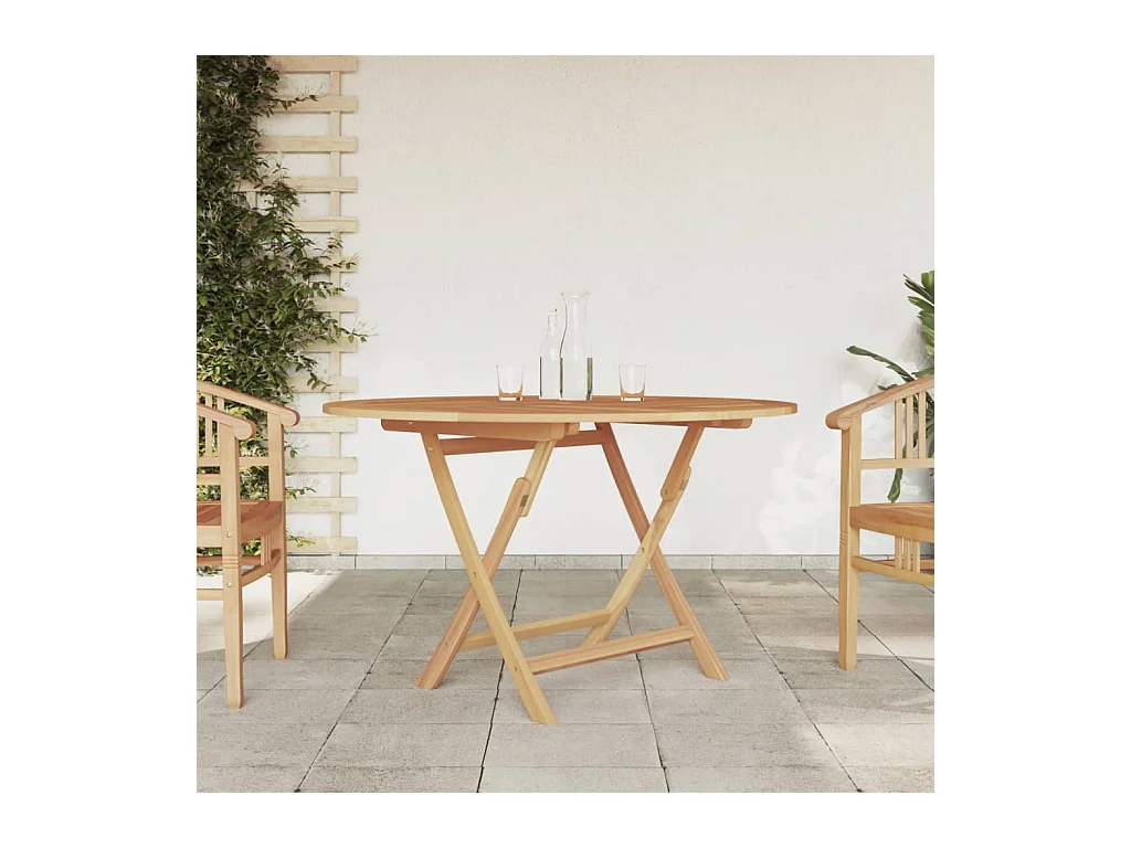 Table pliable de jardin Ø 110x75 cm bois massif de teck