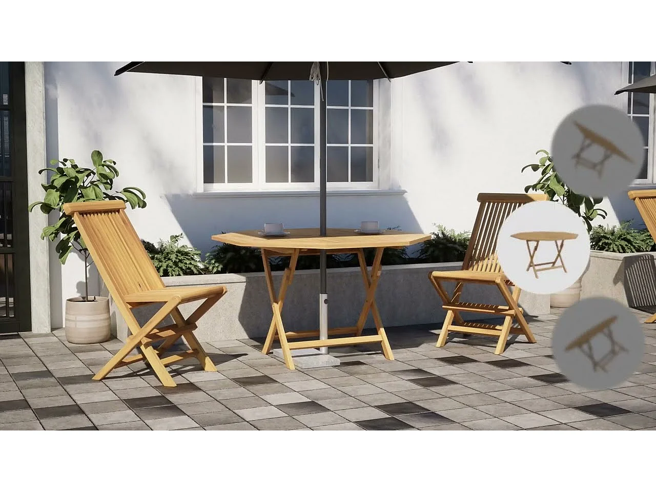 Gartentisch Klappbar Ø 110x75 cm Massivholz Teak