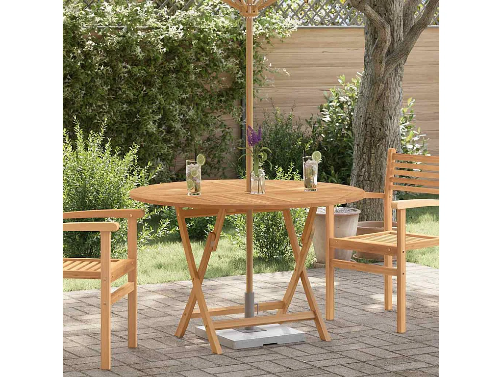 Tuintafel inklapbaar Ø 110x75 cm massief teakhout