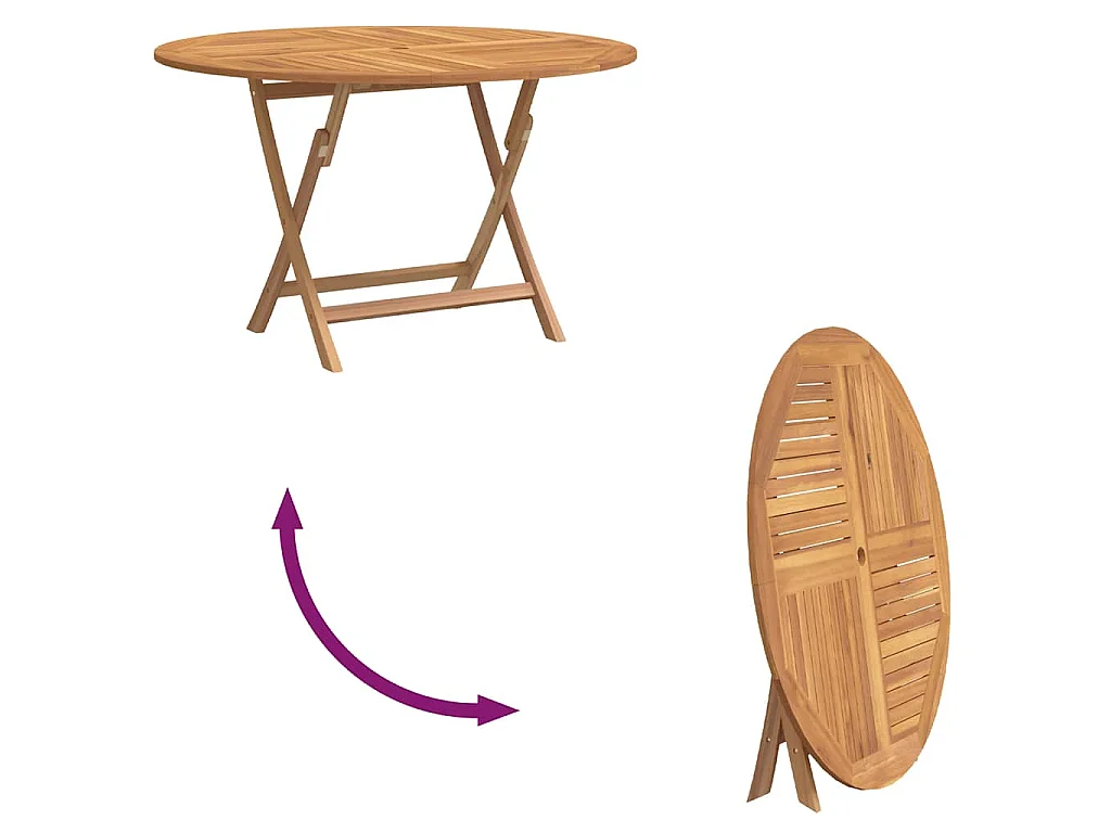 Gartentisch Klappbar Ø 110x75 cm Massivholz Teak