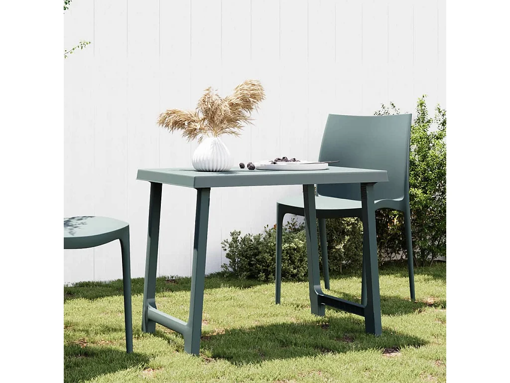 Table de camping vert 79x56x64 cm PP aspect de bois