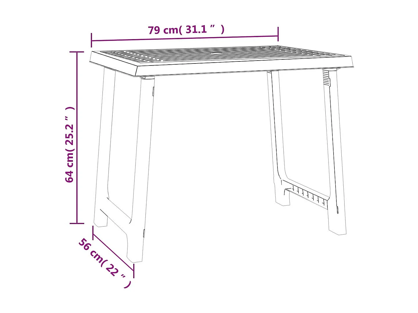 Table de camping vert 79x56x64 cm PP aspect de bois