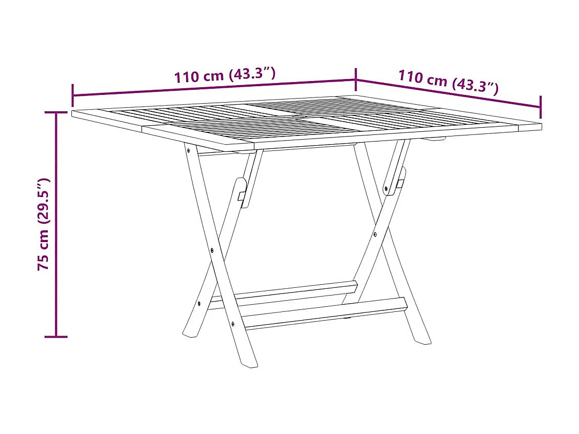 Gartentisch Klappbar 110x110x75 cm Massivholz Teak