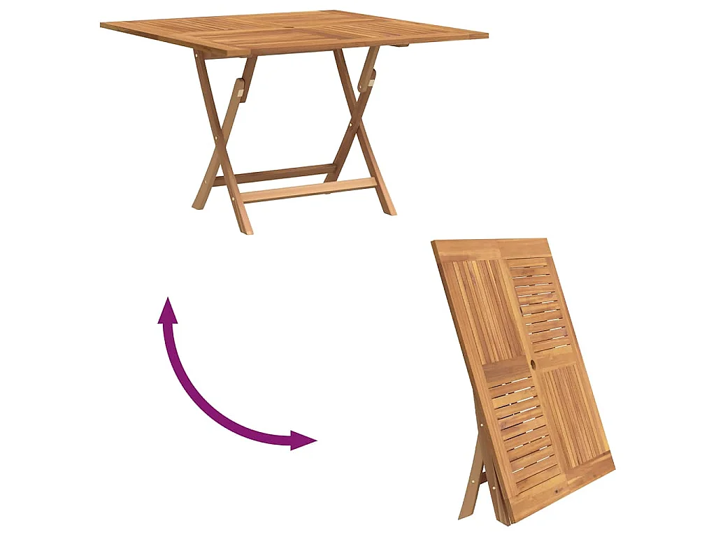 Tavolo da Giardino Pieghevole Grigio 110x110x75cm Massello Teak