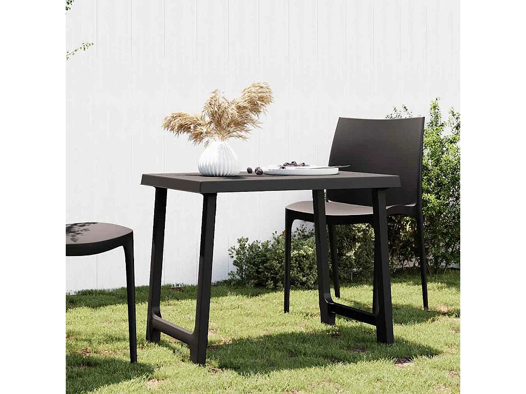 Table de camping anthracite 79x56x64 cm PP aspect de bois