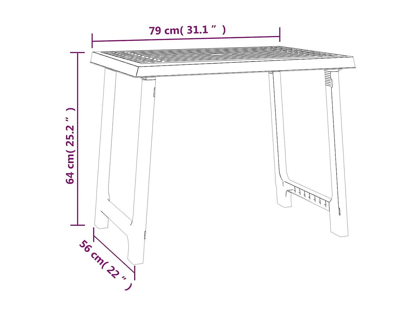 Table de camping anthracite 79x56x64 cm PP aspect de bois