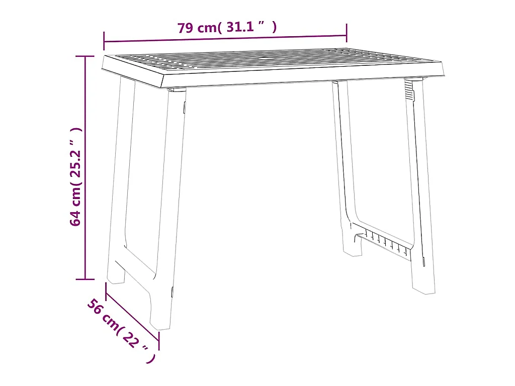Campingtisch Anthrazit 79x56x64 cm PP Holzoptik