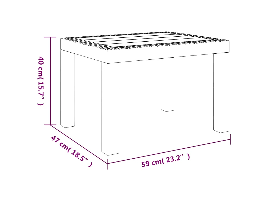 Table de jardin blanc 59x47x40 cm PP