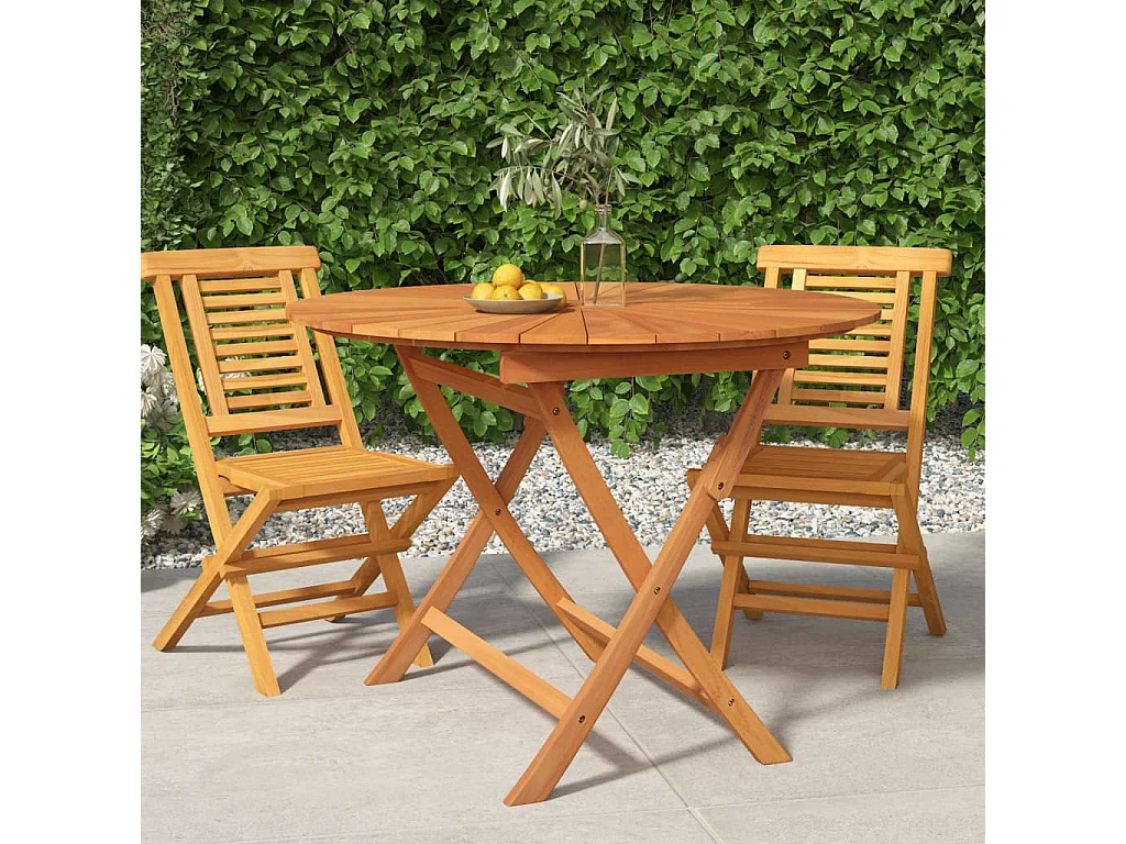 Table pliable de jardin Ø 85x75 cm bois massif de teck