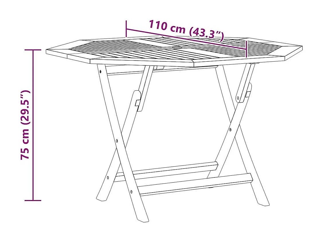 Tuintafel inklapbaar 110x110x75 cm massief teakhout