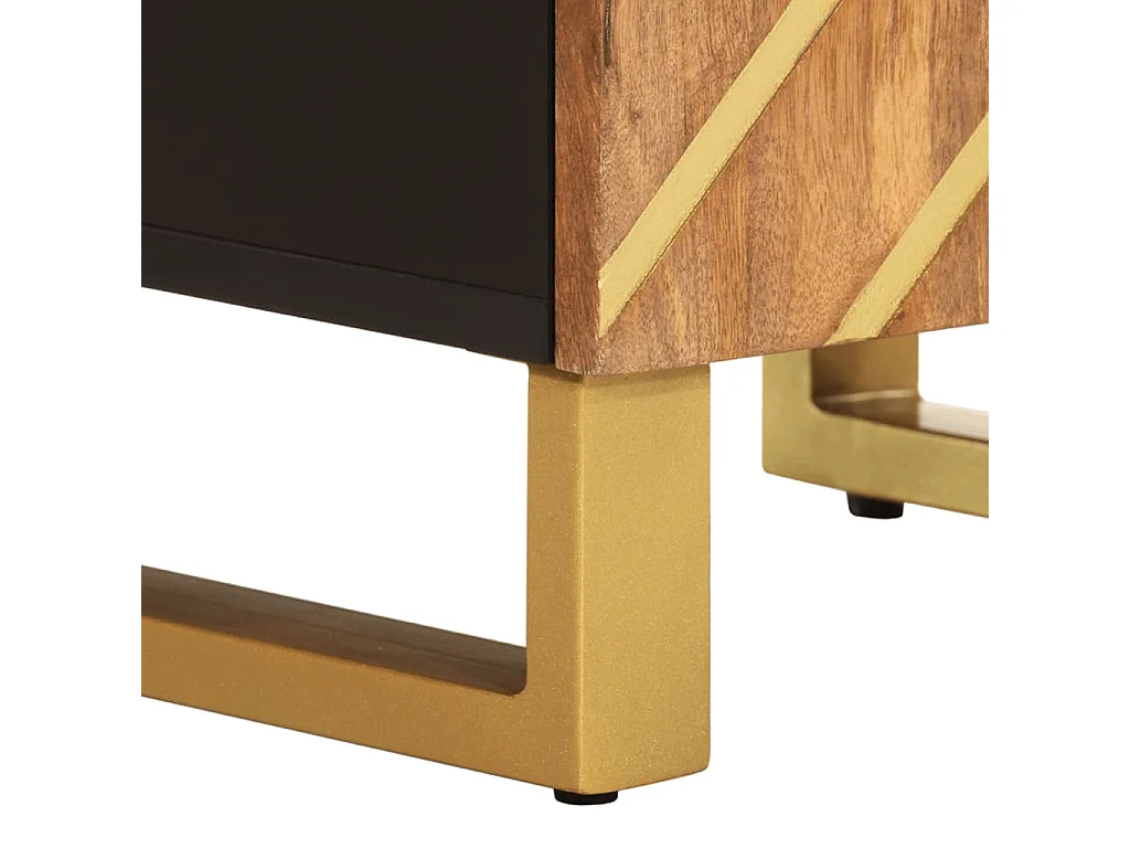 Badschrank Braun und Schwarz 38x33,5x58 cm Massivholz Mango