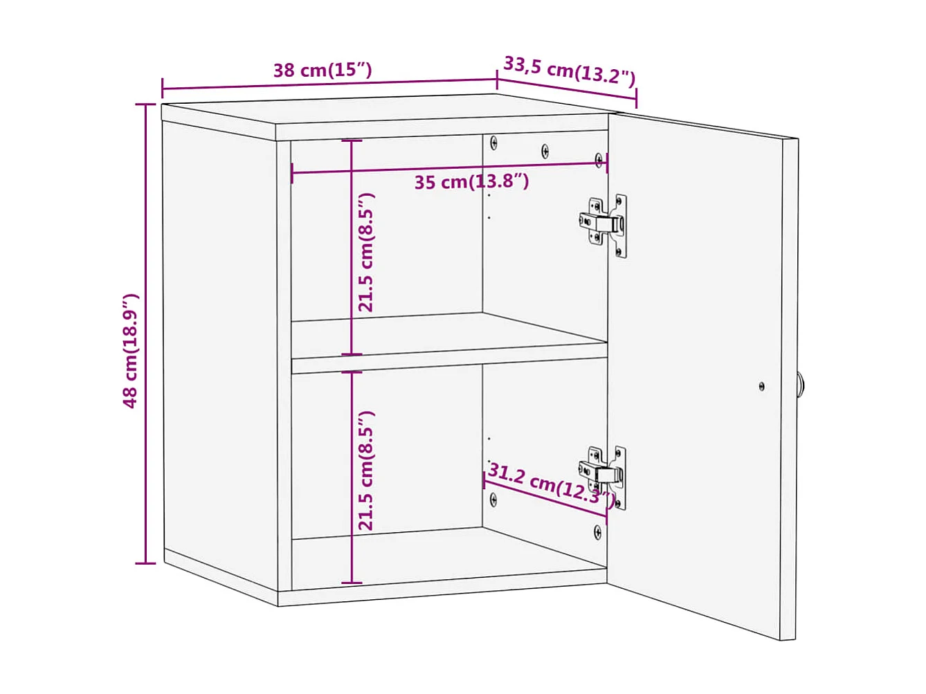 Armário parede p/ casa de banho mangueira maciça castanho/preto