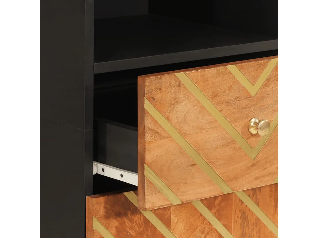 Armoire bain marron et noir 38x33,5x160 cm bois massif manguier