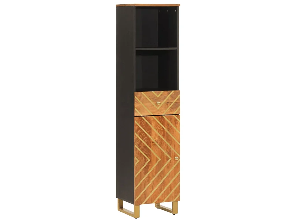 Mobile da Bagno Marrone e Nero 38x33,5x160 cm in Legno di Mango