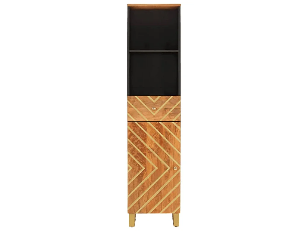 Mobile da Bagno Marrone e Nero 38x33,5x160 cm in Legno di Mango