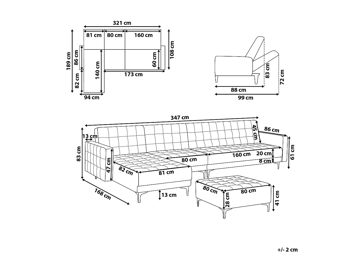 Modulaire hoekslaapbank ABERDEEN Fluweel Groen Met ottomaan 5-zitter Rechterzijde