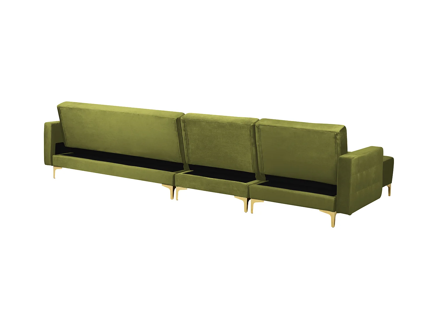 Canapé-lit d'angle modulable 5 places ABERDEEN Velours Vert avec ottoman Côté droit