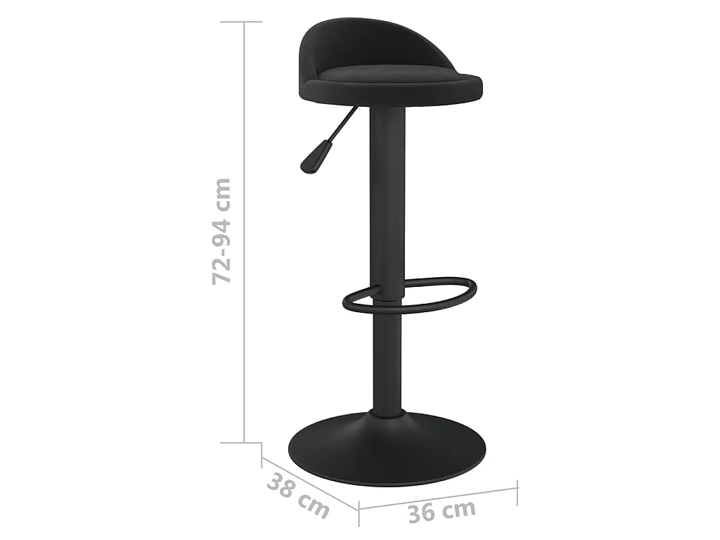 Tabourets de bar lot de 2 Noir Velours