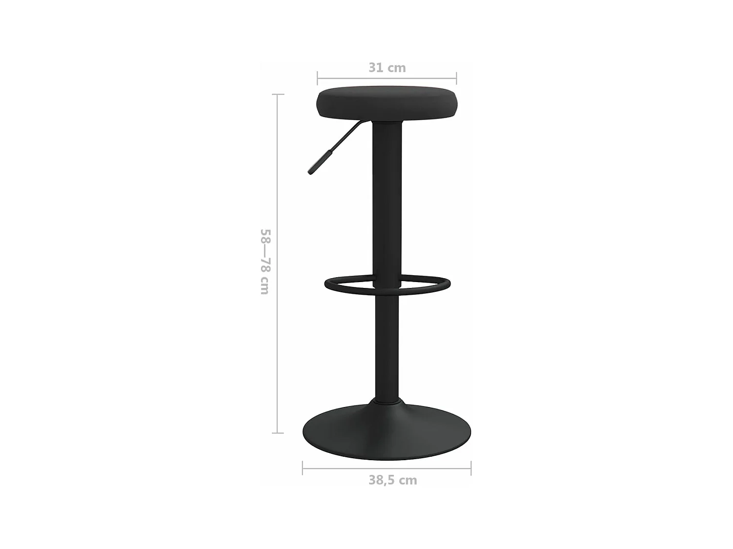 Tabourets de bar lot de 2 Noir Velours