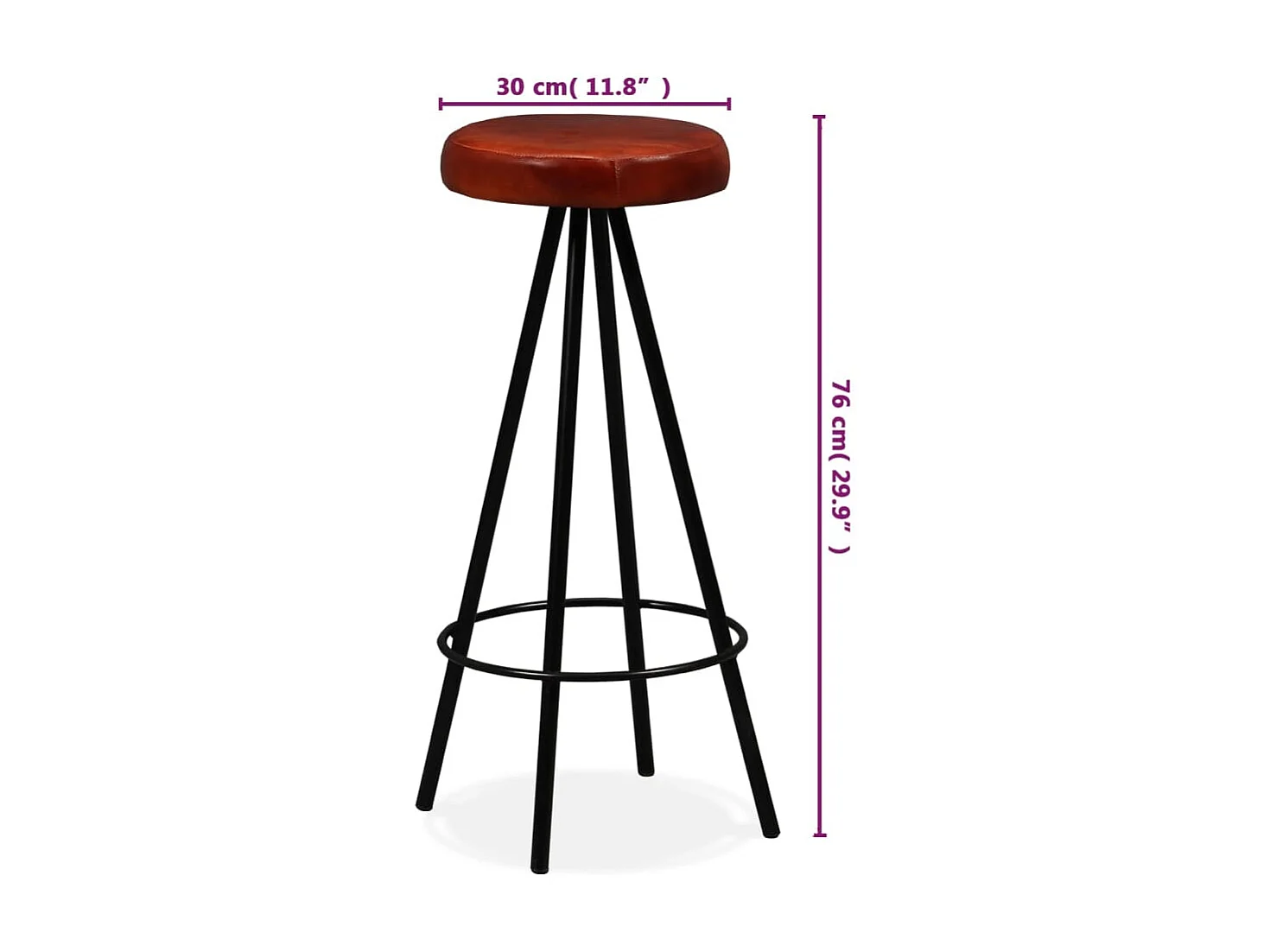 Tabourets de bar lot de 4 cuir véritable