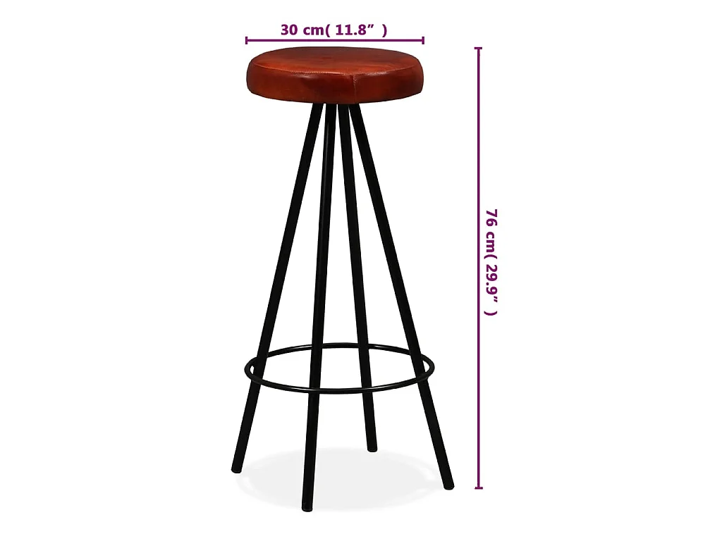 Tabourets de bar lot de 4 cuir véritable