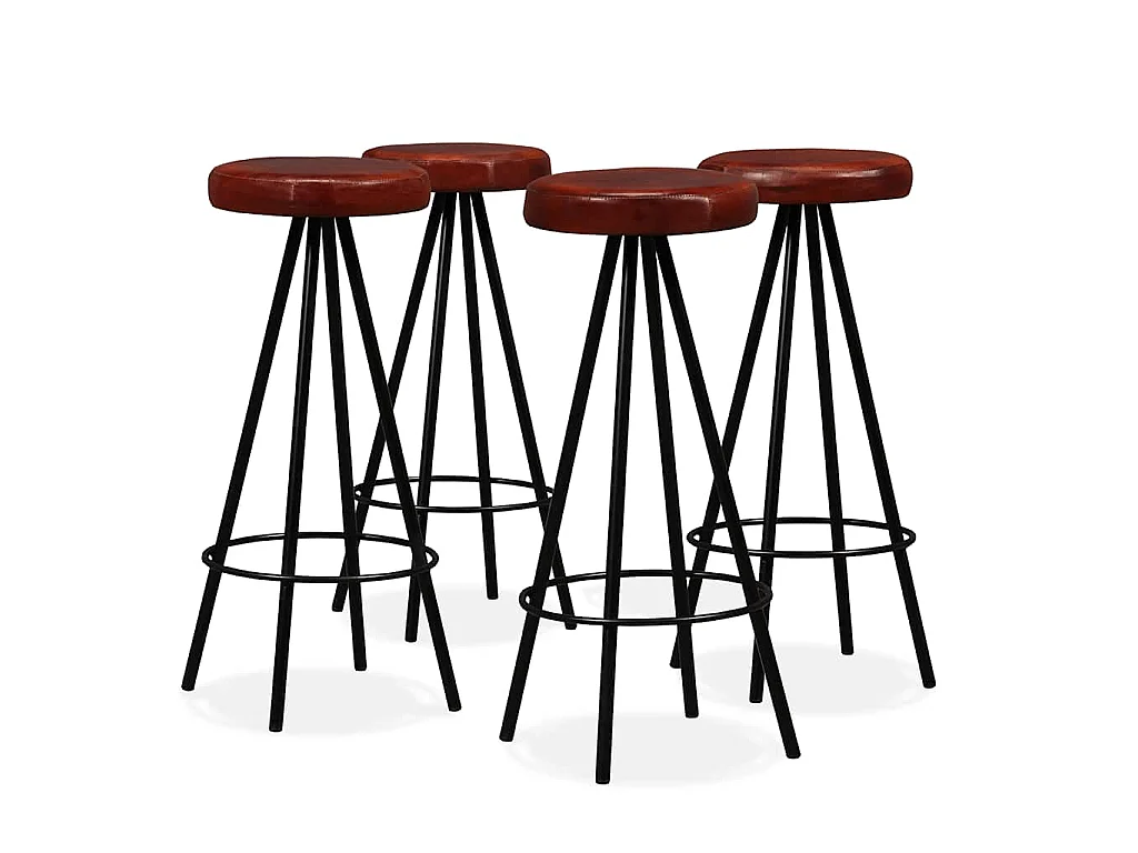 Tabourets de bar lot de 4 cuir véritable
