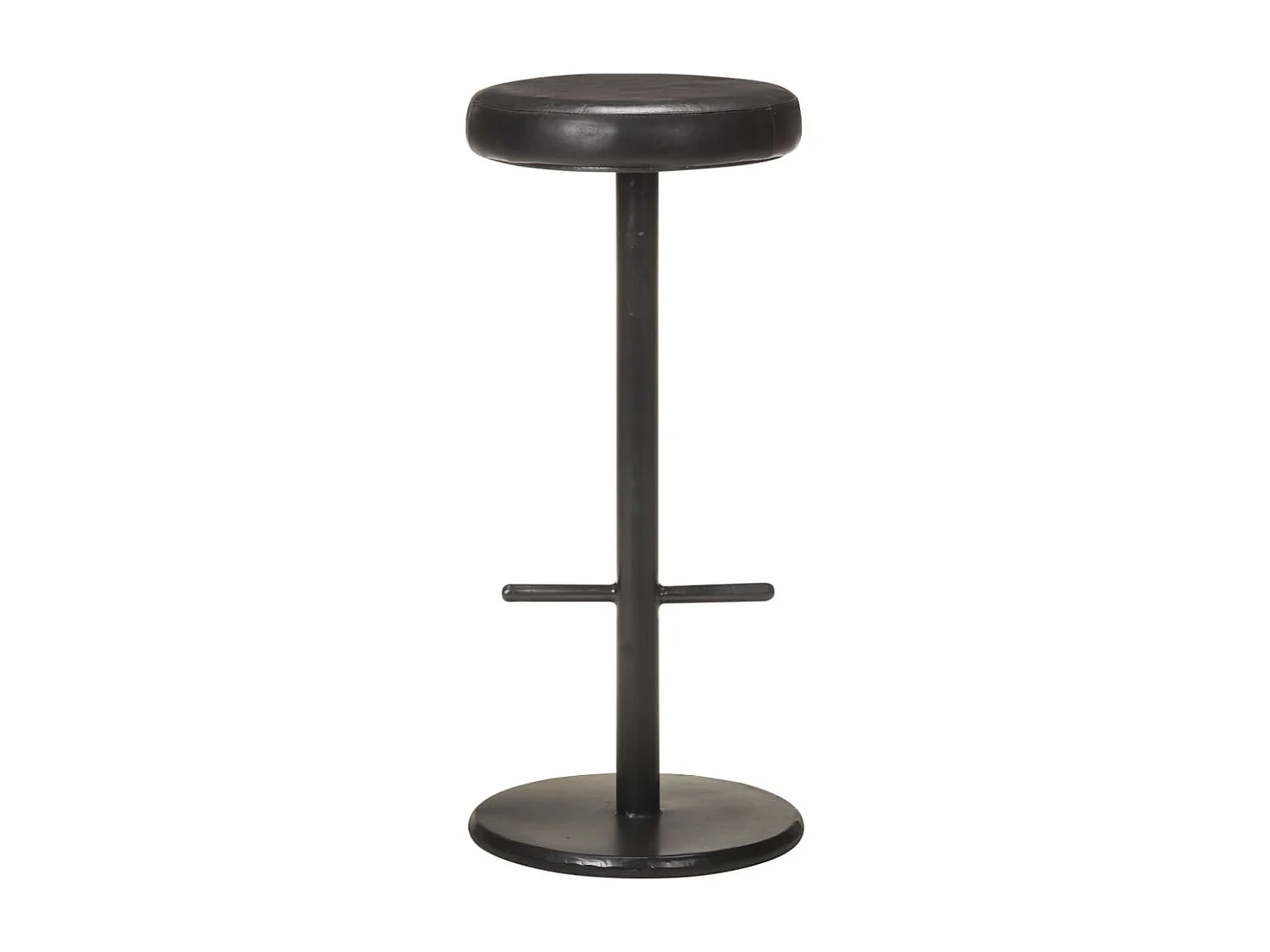 Barhocker 2 Stk. Schwarz Echtleder