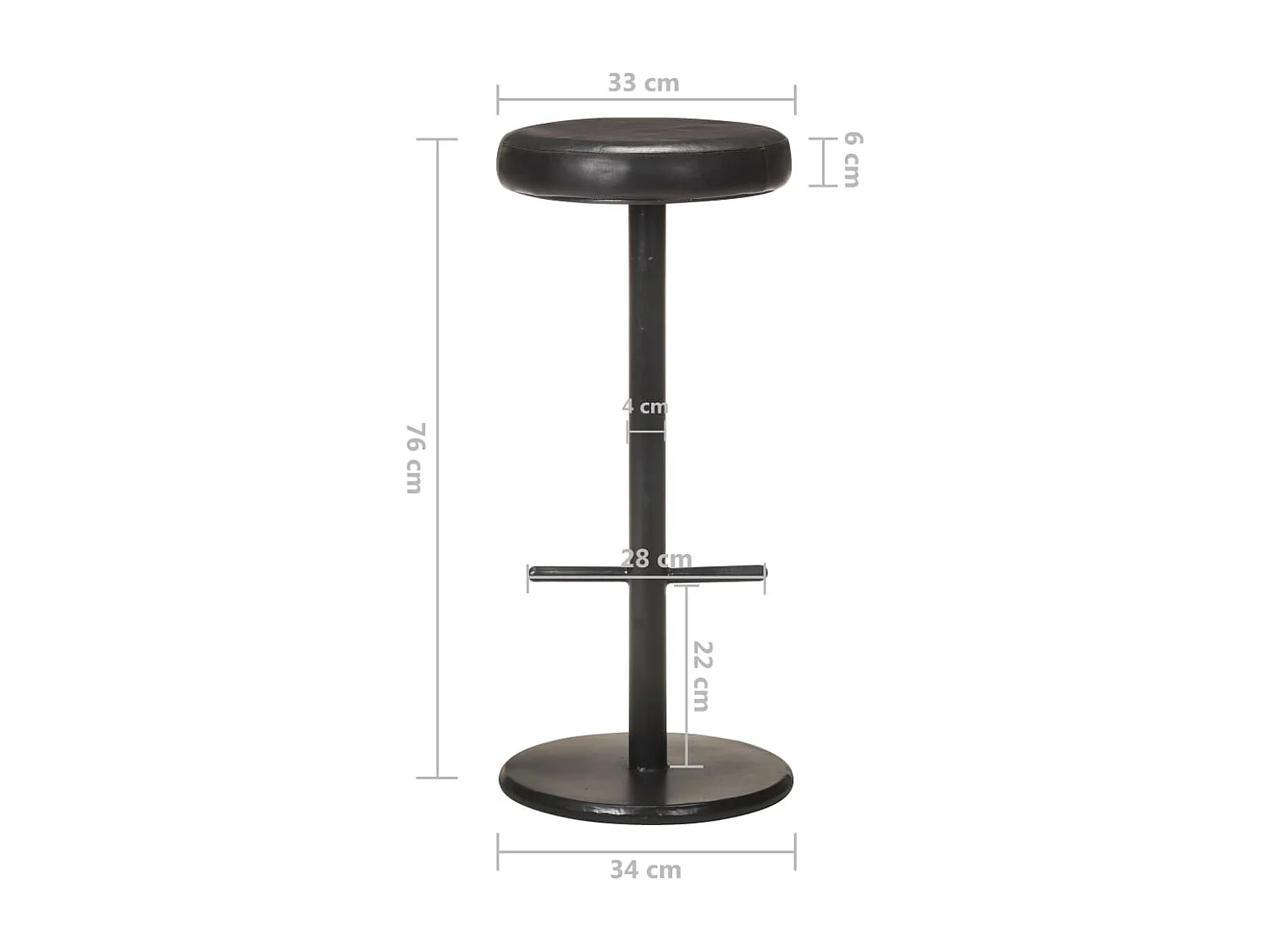 Barhocker 2 Stk. Schwarz Echtleder