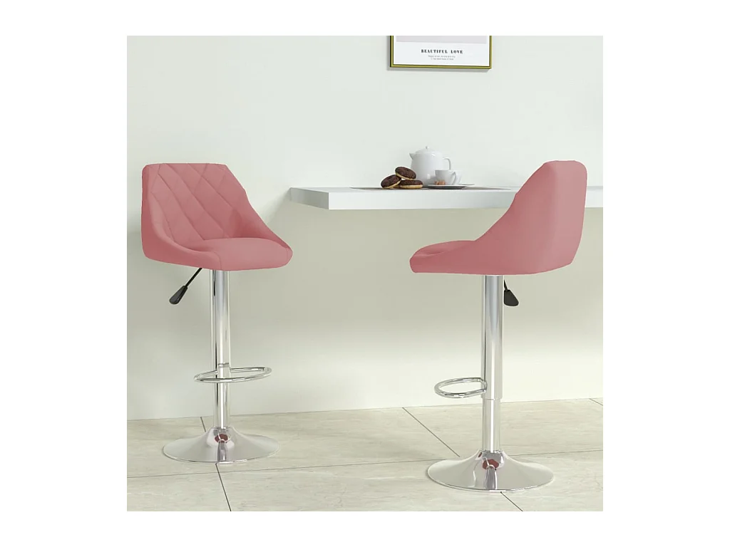 Tabourets de bar lot de 2 rose velours