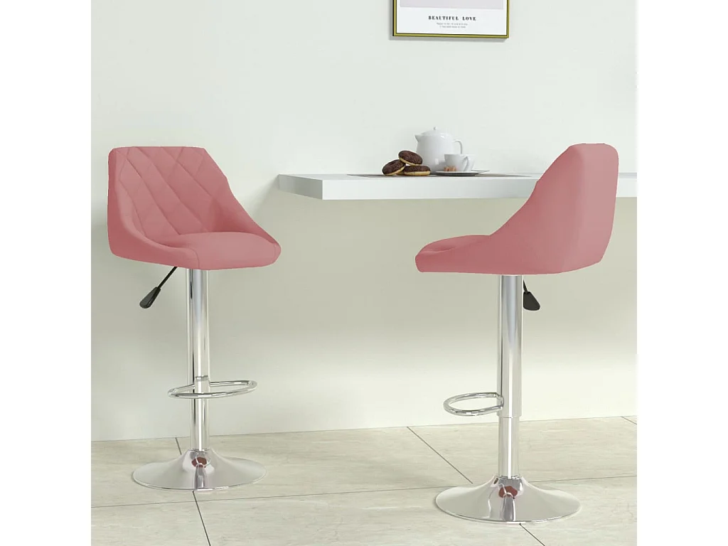 Barhocker 2 Stk. Rosa Samt