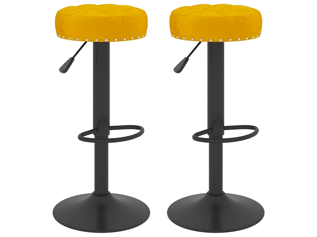 Tabourets de bar lot de 2 jaune moutarde velours