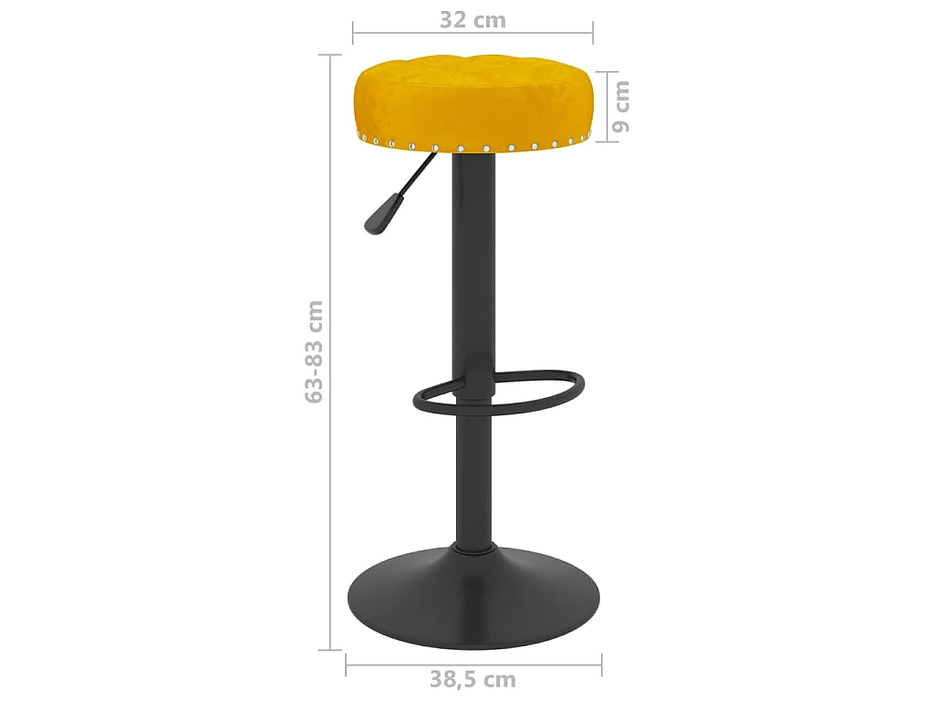Tabourets de bar lot de 2 jaune moutarde velours