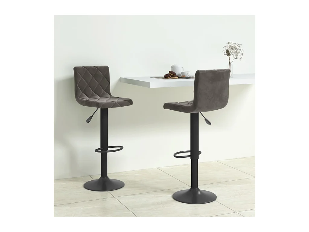 Tabourets de bar lot de 2 gris foncé velours