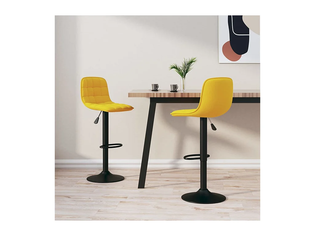 Tabourets de bar lot de 2 Jaune Velours
