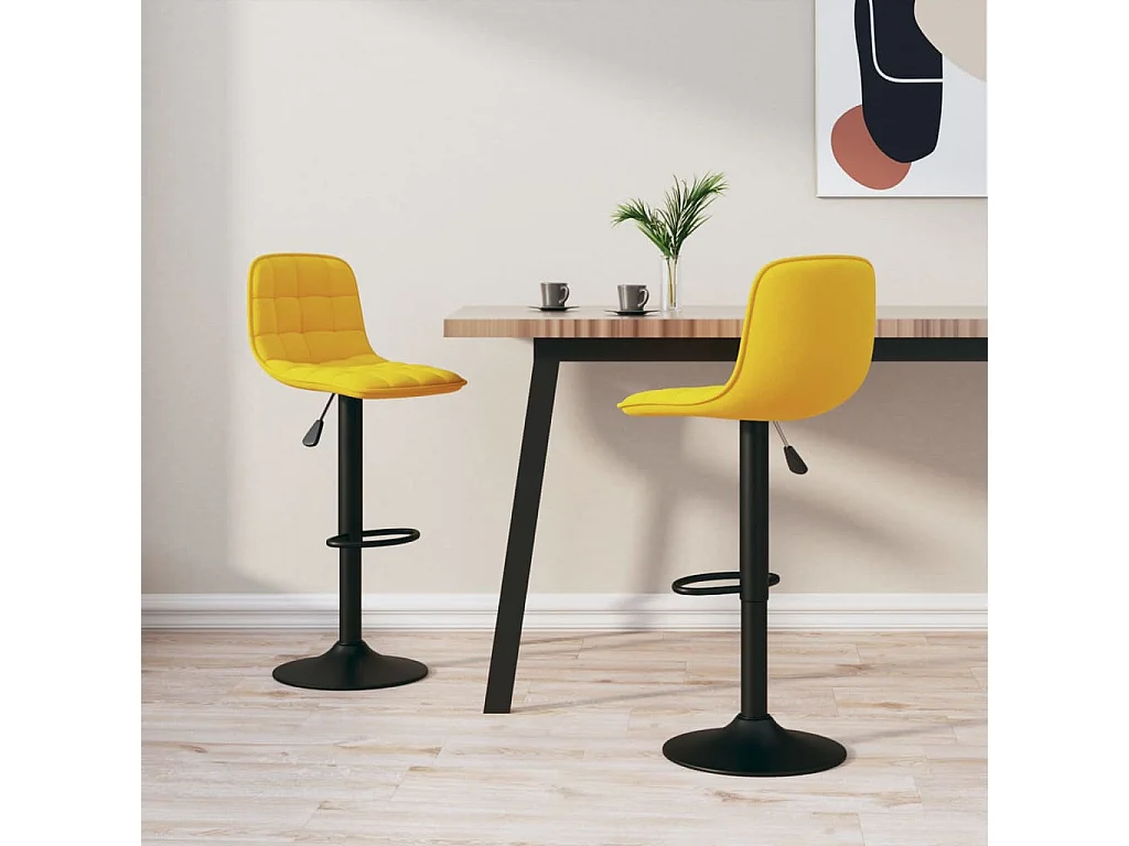 Tabourets de bar lot de 2 Jaune Velours