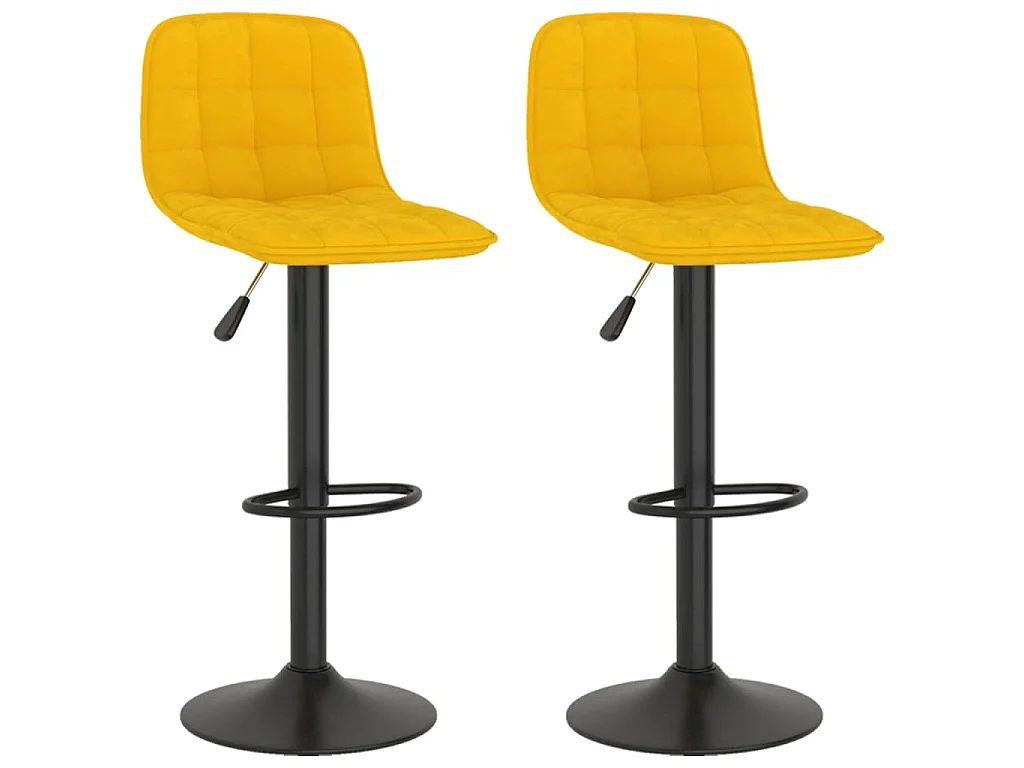 Tabourets de bar lot de 2 Jaune Velours