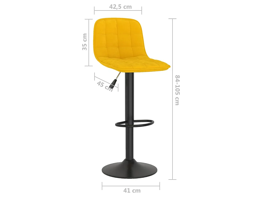 Tabourets de bar lot de 2 Jaune Velours
