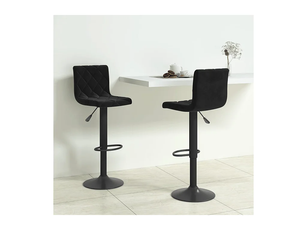Tabourets de bar lot de 2 Noir Velours