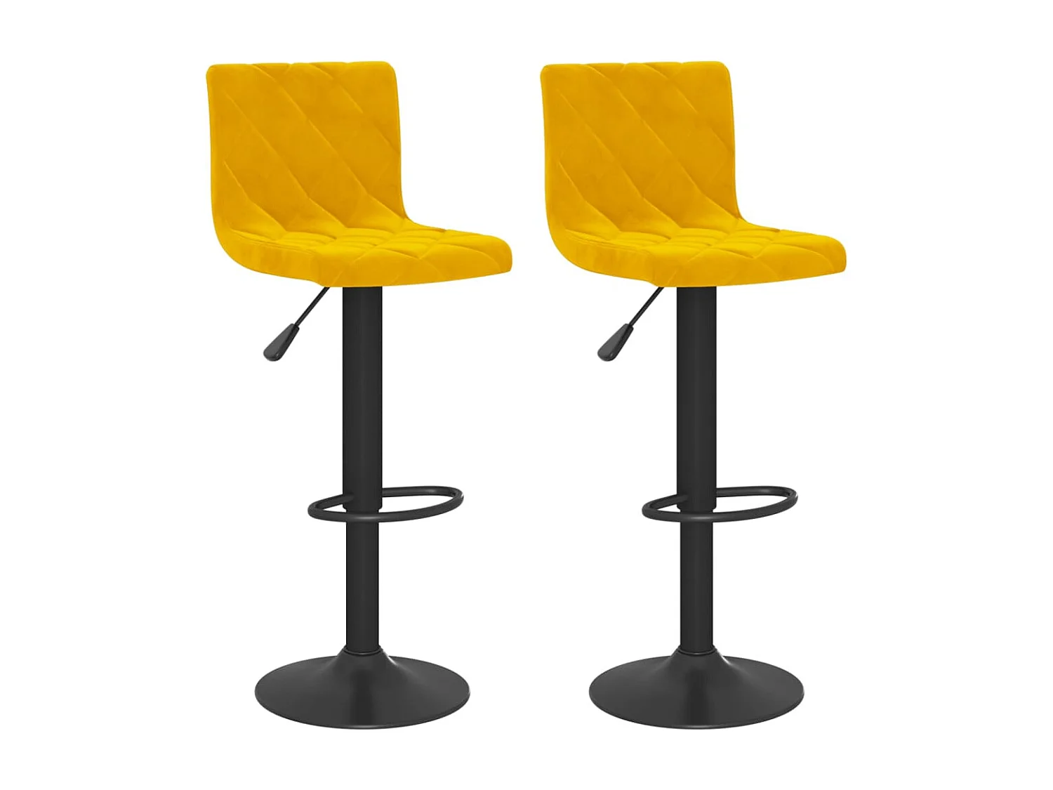 Tabourets de bar lot de 2 jaune moutarde velours