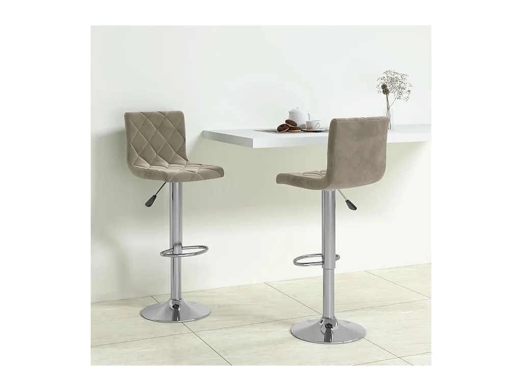 Tabourets de bar lot de 2 gris clair velours