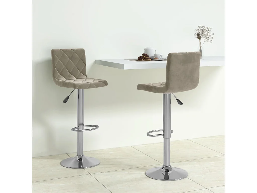 Tabourets de bar lot de 2 gris clair velours