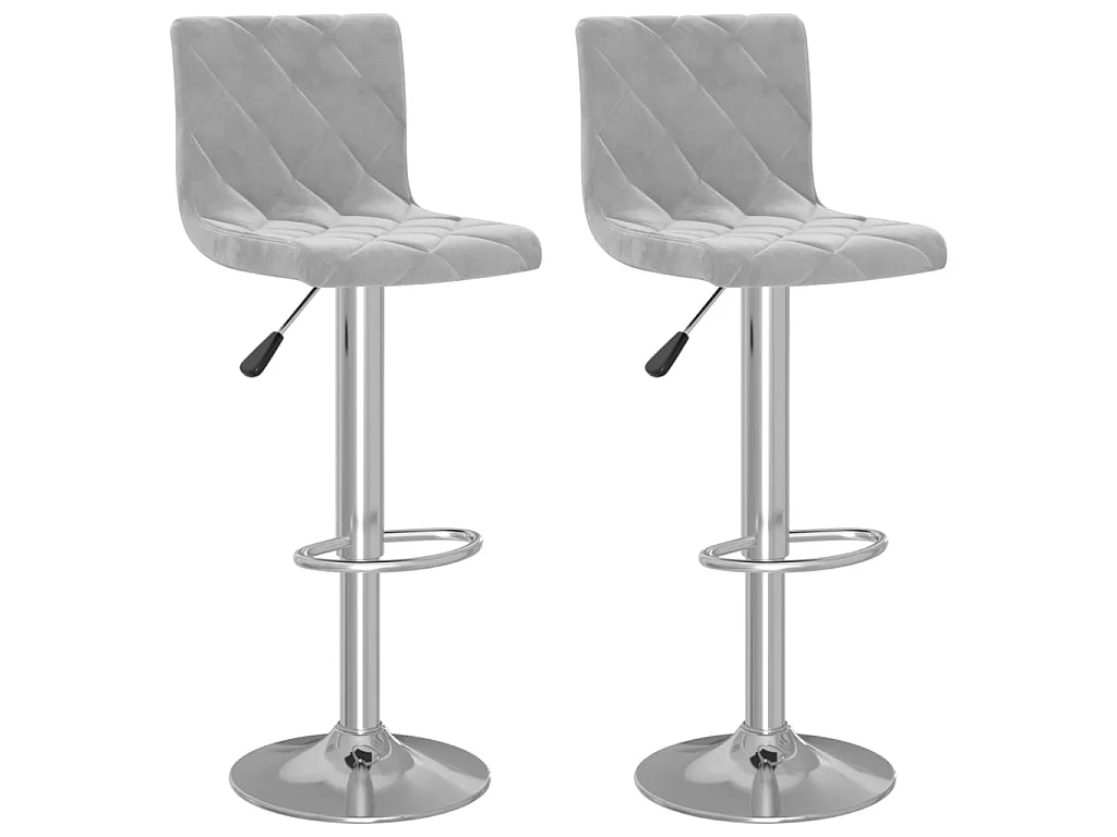 Tabourets de bar lot de 2 gris clair velours