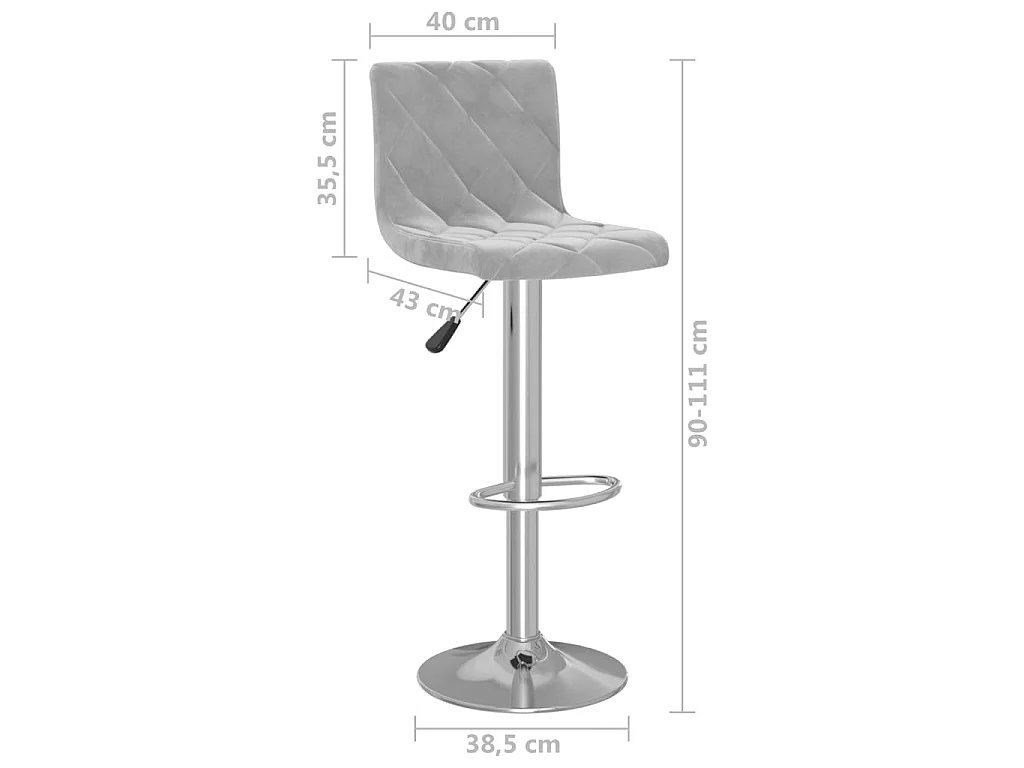 Tabourets de bar lot de 2 gris clair velours