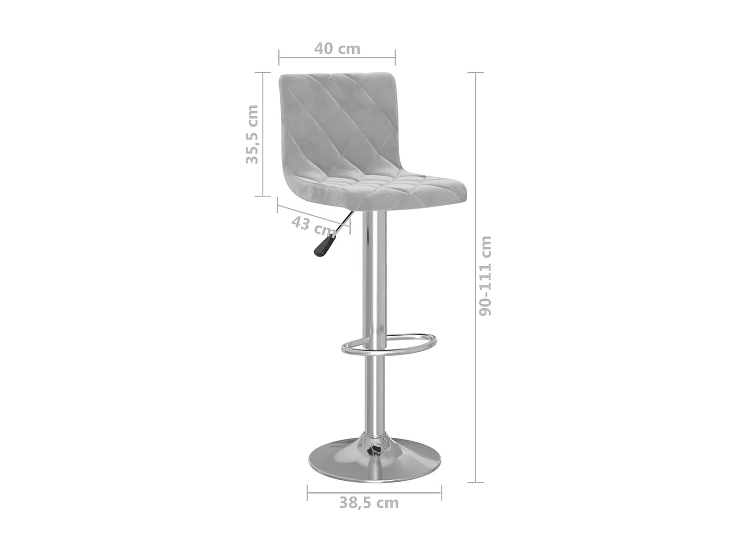 Tabourets de bar lot de 2 gris clair velours